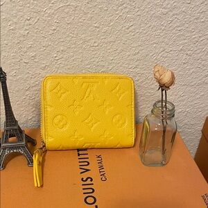 Fashion Yellow Monogram Zip Around Wallet with Wristlet. Closet clear out.